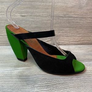 Rachel Comey Peep Toe Heels Black and Green